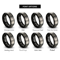 font options for inside engraving on black & silver night vision goggles rings