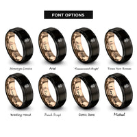 font options for inside engraving on black & rose gold nishan sahib emblem rings