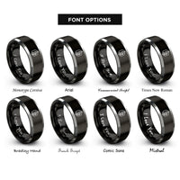 font options for inside engraving on black & silver nitre saltpeter rings
