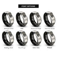 font options for inside engraving on black & gray nitre saltpeter rings