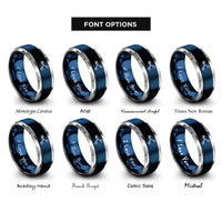 font options for inside engraving on blue & silver nitro no2 rings