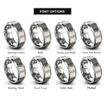 font options for inside engraving on silver nitrogen n rings