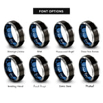 font options for inside engraving on black & blue & silver nitrox cylinder icon rings