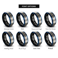 font options for inside engraving on black & blue & gray nitrox cylinder icon rings