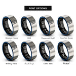 font options for inside engraving on black & blue & silver nitrox cylinder icon rings