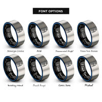 font options for inside engraving on black & blue & silver nitrox cylinder icon rings