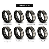 font options for inside engraving on black & silver no entry rings