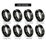 font options for inside engraving on black & silver no entry rings