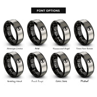 font options for inside engraving on black & silver no entry rings