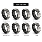 font options for inside engraving on black & silver no smoking rings