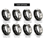 font options for inside engraving on black & silver no smoking rings