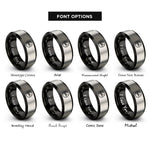font options for inside engraving on black & silver no smoking rings
