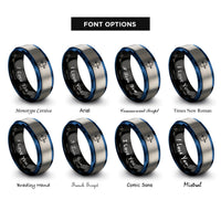 font options for inside engraving on black & blue & grey nocked arrow rings
