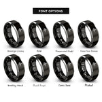 font options for inside engraving on black & silver noise waveform rings
