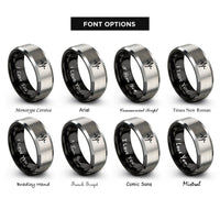 font options for inside engraving on black & gray noise waveform rings
