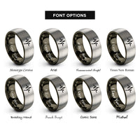 font options for inside engraving on gunmetal & grey noise waveform rings