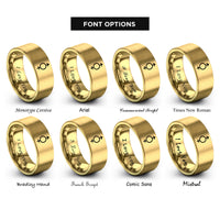 font options for inside engraving on gold non binary symbol rings