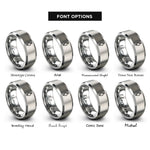 font options for inside engraving on gray non binary symbol rings