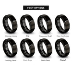 font options for inside engraving on black nonbinary symbol heart rings