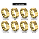 font options for inside engraving on gold nonbinary symbol heart rings