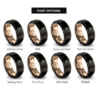 font options for inside engraving on black & rose gold nonna heart rings