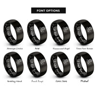 font options for inside engraving on black nonna heart rings