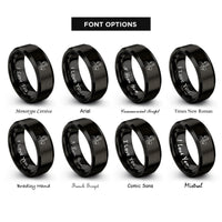 font options for inside engraving on black nonna heart rings