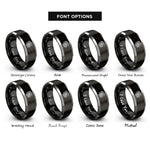 font options for inside engraving on black & gray nordic dragon knot rings