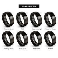 font options for inside engraving on black nordic dragon knot rings