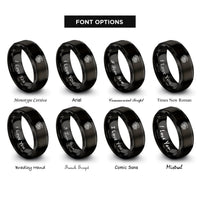 font options for inside engraving on black nordic dragon knot rings