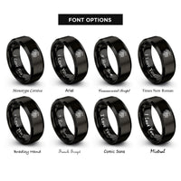 font options for inside engraving on black nordic dragon knot rings