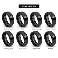 font options for inside engraving on black nordic dragon knot rings