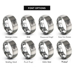 font options for inside engraving on grey nordic dragon knot rings