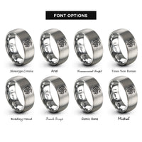 font options for inside engraving on grey nordic dragon knot rings