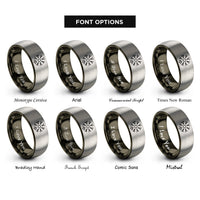 font options for inside engraving on gunmetal & silver norse compass rings