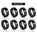 font options for inside engraving on black norse wave pattern rings