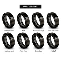 font options for inside engraving on black norse wave pattern rings