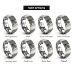 font options for inside engraving on gray norse wave pattern rings