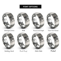 font options for inside engraving on gray norse wave pattern rings