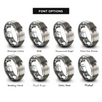font options for inside engraving on grey norse wave pattern rings