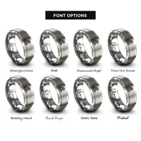 font options for inside engraving on grey norse wave pattern rings