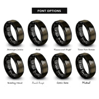 font options for inside engraving on gunmetal & black norse wave pattern rings
