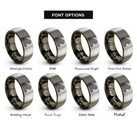 font options for inside engraving on gunmetal & grey norse wave pattern rings