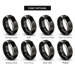 font options for inside engraving on black & silver north america rings