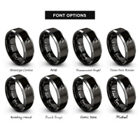 font options for inside engraving on black & silver north america rings