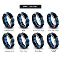 font options for inside engraving on blue & silver north america rings