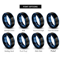 font options for inside engraving on black & blue north america stamp rings