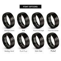 font options for inside engraving on black north america stamp rings