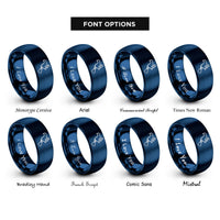 font options for inside engraving on blue north america stamp rings