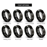font options for inside engraving on black & grey north arrow rings